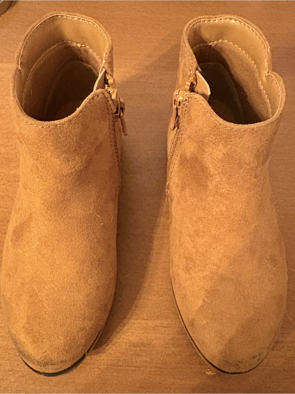 Cat & Jack Penelope Toddler Girls Slip-On Zipper Booties Cognac Tan size 10C